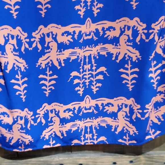 Anthropologie Blue and Orange Birdcage Long Sleeve Dress Career Wedding Guest - Picture 8 of 9